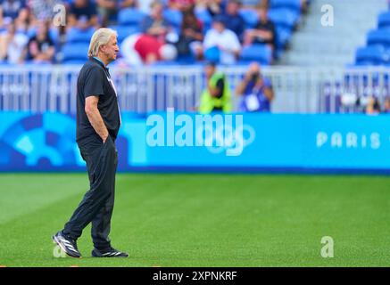 Horst Hrubesch, Trainer, Teammanager DFB Frauen, Bundestrainer, Chef- Trainer DFB Frauen, vor dem Olympischen Halbfinalspiel der Frauen DEUTSCHLAND - USA 0-1 N.V. im Stade de Lyon in Lyon am 6. August 2024 in Lyon, Frankreich. Staffel 2024/2025 Fotograf: ddp-Bilder / STAR-Bilder Stockfoto