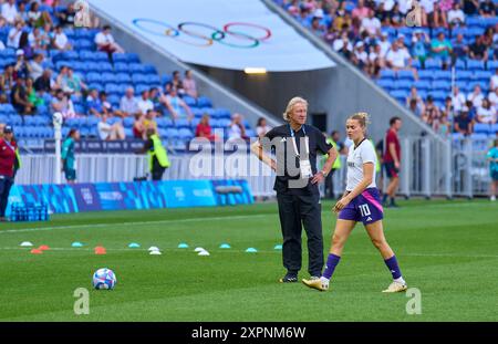 Horst Hrubesch, Trainer, Teammanager DFB Frauen, Bundestrainer, Chef- Trainer DFB Frauen, vor dem Olympischen Halbfinalspiel der Frauen DEUTSCHLAND - USA 0-1 N.V. im Stade de Lyon in Lyon am 6. August 2024 in Lyon, Frankreich. Staffel 2024/2025 Fotograf: ddp-Bilder / STAR-Bilder Stockfoto