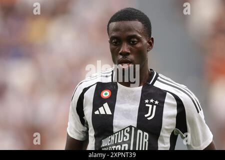 Turin, Italien. August 2024. Timothy Weah von Juventus während des Freundschaftsspiels vor der Saison im Allianz Stadium in Turin. Der Bildnachweis sollte lauten: Jonathan Moscrop/Sportimage Credit: Sportimage Ltd/Alamy Live News Stockfoto