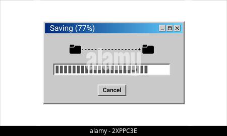 Altes Programm für die Freigabe von Dateien für den Computer. Fenster zum nachträglichen Laden. Stock Vektor