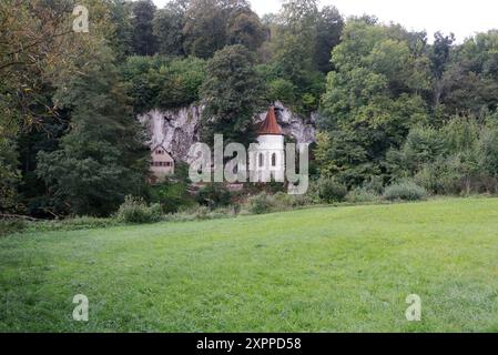 Die Kapelle St.. Wendel zum Stein bei Dörzbach, Hohenlohe, Baden-Württemberg, Deutschland. Stockfoto