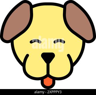 Tierkopf, Niedliches Hundegesicht Symbol, Einfache Vektor-Illustration. Tierfarbenschild. Geeignet Für Webdesign, Logo, App. Stock Vektor