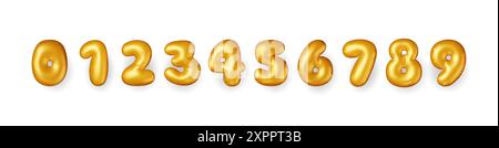 3D-Goldballon-Nummern werden isoliert gesetzt Stock Vektor
