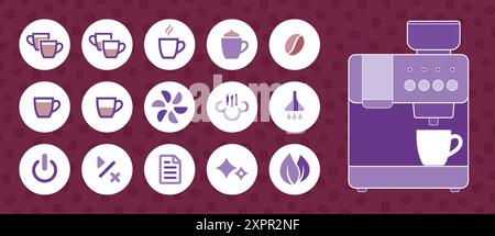 Ein Bedienfeld einer Kaffeemaschine Stock Vektor