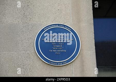 Robert Jackson Emerson blaue Plakette in Wolverhampton Stockfoto