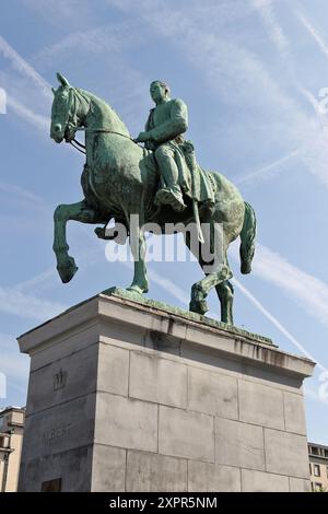 Statue von Albert I., Brüssel. Es steht am Place de l'Albertine/Albertinaplein. Stockfoto