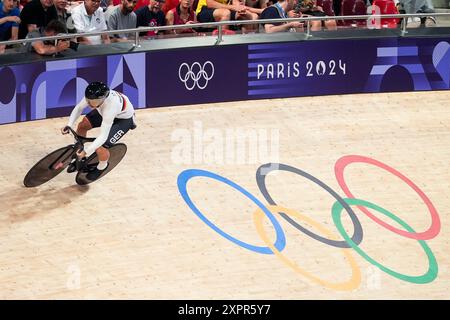 Paris, Frankreich. August 2024. PARIS, FRANKREICH - 7. AUGUST: Luca Spiegel aus Deutschland tritt am 12. Tag der Olympischen Spiele 2024 im Velodrome Saint-Quentin-en-Yvelines am 7. August 2024 in Paris an. (Foto: Joris Verwijst/BSR Agency) Credit: BSR Agency/Alamy Live News Stockfoto