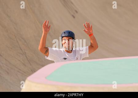 7. August 2024: Alex Sorgente (Italien) tritt am 12. Tag der Olympischen Spiele in La Concorde in Paris an. Ulrik Pedersen/CSM. (Bild: © Ulrik Pedersen/Cal Sport Media) Stockfoto