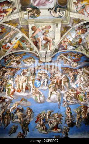 Renaissance-Fresken von Michelangelo in der Sixtinischen Kapelle, Vatikan-Palast Museen. Vatikanstadt, Rom. Italien Stockfoto