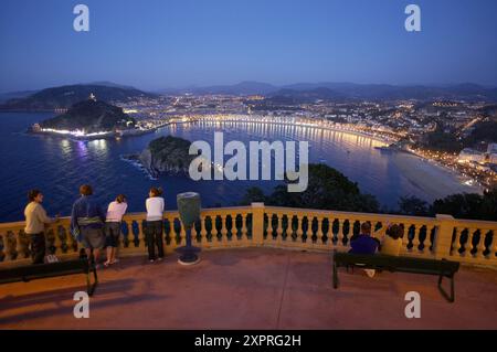 La Concha Bucht von Monte Igeldo, Donostia (San Sebastián) gesehen. Guipúzcoa, Euskadi. Spanien Stockfoto