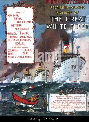 1914 United Fruit Company Steamship Service Werbespot – Great White Fleet Stockfoto