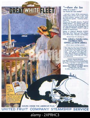 1914 United Fruit Company Steamship Service Werbespot – Great White Fleet Stockfoto