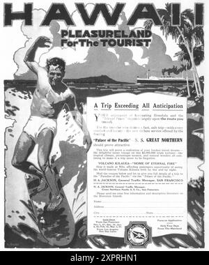 1916 Great Northern Pacific Steamship Co - „Hawaii pleasureland for the Tourist“ Stockfoto