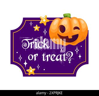 Dieses Halloween-Schild mit fröhlichem Kürbis-Design ist perfekt für deine trickreiche Dekoration Stock Vektor
