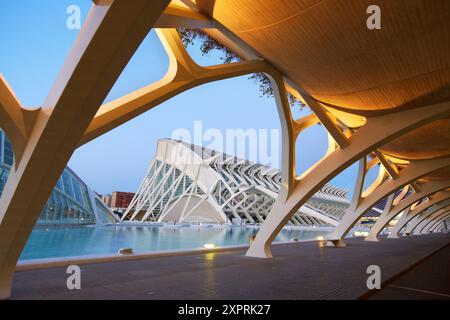 KA. Architekt Santiago Calatrava, Ciudad de las Artes y de las Ciencias. Stadt der Künste und Wissenschaften. Valencia. Comunidad Valenciana. Spanien. Stockfoto