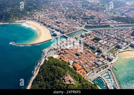 Luftaufnahme. Donostia. San Sebastian. Gipuzkoa. Baskisches Land. Spanien. Stockfoto