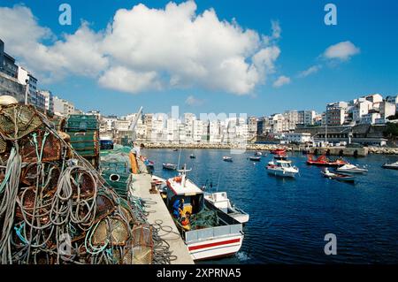 Hafen, Malpica. Costa da Morte, A Coruña Provinz, Galicien, Spanien Stockfoto