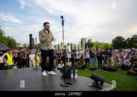 Berlin, Deutschland. August 2024. Ilja Yashin, freigelassener russischer Oppositionspolitiker, spricht bei einer Veranstaltung im Mauerpark. Quelle: Christophe Gateau/dpa/Alamy Live News Stockfoto