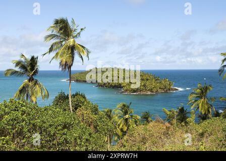 Ile du Diable von der Ile Royale, den Iles du Salut Inseln der Rettung, Französisch-Guayana, dem überseeischen Departement und der Region Frankreichs, der Atlantikküste Stockfoto