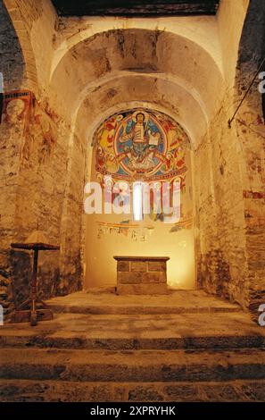 Pantokrator. Zentralen Apsis. Romanische Kirche Sant Climent de Taüll. Boí-Tal. Pyrenäen. Katalonien. Spanien. Stockfoto