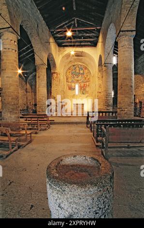 Zentralen Apsis. Romanische Kirche Sant Climent de Taüll. Boí-Tal. Pyrenäen. Katalonien. Spanien. Stockfoto