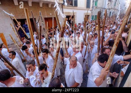 Moros y Cristianos (Schlachten zwischen Mauren und Christen), Fiestas De La Patrona, Pollença, Mallorca, Balearen, Spanien Stockfoto