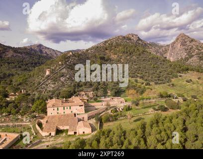 Biniazar, Besitz des arabischen Ursprungs, Gemeinde Bunyola, Mallorca, Balearen, Spanien. Stockfoto