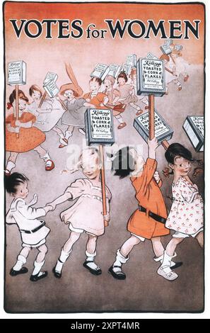 1907 Kellog's Corn Flakes Werbespot – „Vots for Women“ Stockfoto