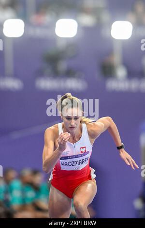 Paris, Frankreich. August 2024. PARIS, FRANKREICH – 7. AUGUST: Natalia Kaczmarek aus Polen tritt am 12. Tag der Leichtathletik im 400-m-Halbfinale der Frauen an – Olympischen Spiele Paris 2024 im Stade de France am 7. August 2024 in Paris an. (Foto von Andy Astfalck/BSR Agency) Credit: BSR Agency/Alamy Live News Stockfoto