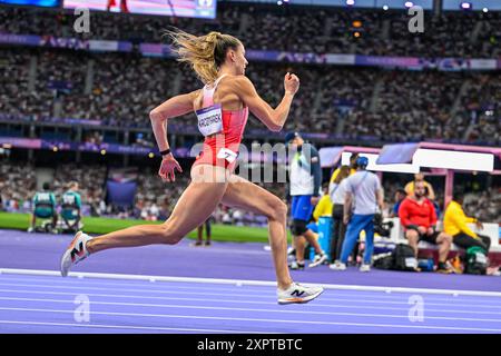 Paris, Frankreich. August 2024. PARIS, FRANKREICH – 7. AUGUST: Natalia Kaczmarek aus Polen tritt am 12. Tag der Leichtathletik im 400-m-Halbfinale der Frauen an – Olympischen Spiele Paris 2024 im Stade de France am 7. August 2024 in Paris an. (Foto von Andy Astfalck/BSR Agency) Credit: BSR Agency/Alamy Live News Stockfoto