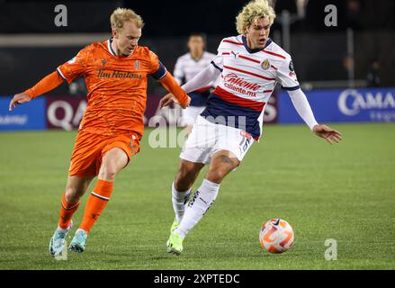 Hamilton, Ontario, 7. Februar 2024. Der CONCACAF Champions Cup 1. Forge FC aus Kanada richtet das Spiel gegen Chivas Guadalajara aus Mexiko aus Stockfoto