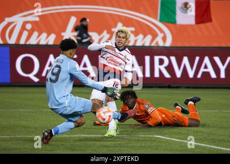 Hamilton, Ontario, 7. Februar 2024. Der CONCACAF Champions Cup 1. Forge FC aus Kanada richtet das Spiel gegen Chivas Guadalajara aus Mexiko aus Stockfoto