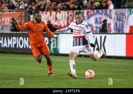 Hamilton, Ontario, 7. Februar 2024. Der CONCACAF Champions Cup 1. Forge FC aus Kanada richtet das Spiel gegen Chivas Guadalajara aus Mexiko aus Stockfoto