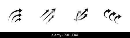 Schwarze Vektorpfeile. Satz von drei Richtungspfeilen Vektor. Schwarzes Vektorsymbol mit drei Pfeilen. Schwarzer Pfeil-Vektor der Geschäftsidee. Stock Vektor