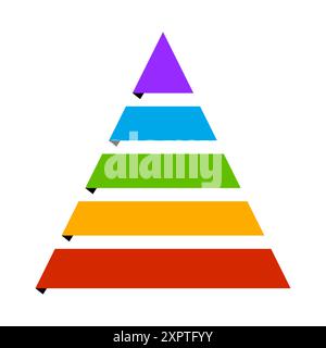 Bunte Pyramidenkarte. Fünf mehrschichtige Abschnitte. Abstrakte Vektorgrafik. Helle Farbverläufe. Stock Vektor