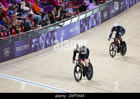 PARIS, FRANKREICH. August 2024. Jack Carlin aus Großbritannien trat am zwölften Tag der Olympischen Spiele 2024 im Velodrome Saint-Quentin-en-Yvelines in Paris an. Quelle: Craig Mercer/Alamy Live News Stockfoto