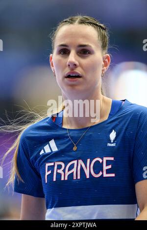 Paris, Frankreich. August 2024. Ninon Chapelle tritt am 12. Tag der Olympischen Spiele 2024 im Stade de France am 7. August 2024 in Paris an. Foto: Franck Castel/ABACAPRESS. COM Credit: Abaca Press/Alamy Live News Stockfoto