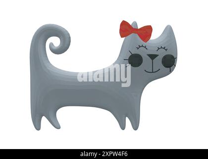 Polygonale Vektor-Illustration der glücklichen Katze. Niedliches, lustiges Tabby-Kätzchen mit kleinen Pfoten und geschwungenem Schwanz. Isolierte Vektorvorlage von Cat. Stock Vektor