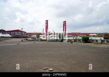 Jembatan Ampera Bridge, Musi River, Palembang, Süd-Sumatera, Indonesien Stockfoto