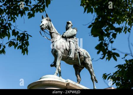 WASHINGTON DC, USA – die Statue von General Winfield Scott im Scott Circle. Dieses Denkmal ehrt den bedeutenden Militärführer, der für seinen Dienst im Mexikanisch-Amerikanischen Krieg und seine lange Karriere in der US-Armee bekannt ist. Stockfoto