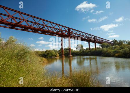 Historische Algebuckina Railway Bridge (alte Ghan Line) von 1889 Oodnadatta Track, Outback, South Australia, Australien Stockfoto