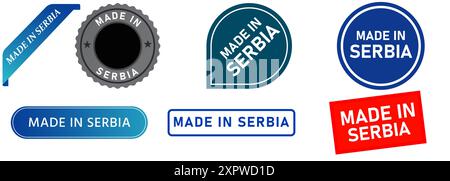 Made in serbia Stempelabzeichen Emblem Logo Kollektion Produktzeichen Wasserzeichen Vorlage Deign Icon Stock Vektor
