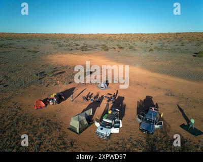 Camper auf der French Line, Simpson Desert, Outback South Australia, Australien Stockfoto