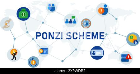 Ponzi Scheme Dirty Icon Set Business Konzept Betrugssystem Social Schematic Idea Pyramide Geld Spielstruktur Stock Vektor