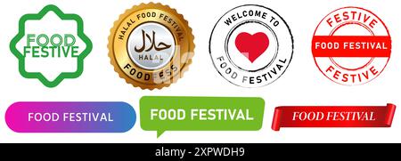 Food festliche Festival Stempelsammlung Icon Design Food Stand Street Design Konzept Stock Vektor