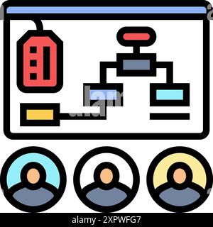 Coaching technischer Vertriebsingenieur Vektor-Illustration mit farbigen Symbolen Stock Vektor