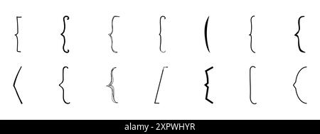 Klammern zitieren Rahmenskizze, Klammern Rahmen Text in Klammern. Zeichensetzung, Doodle-Dekoration. Vektorabbildung Stock Vektor