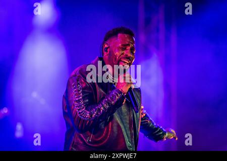 Pula, Kroatien. August 2024. Jason Derulo tritt während seines Konzerts im Amphitheater in Pula, Kroatien, am 7. August 2024 auf. Foto: Srecko Niketic/PIXSELL Credit: Pixsell/Alamy Live News Stockfoto