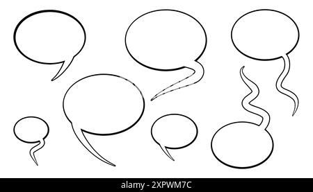 Sprechblase. Chat mit Zeichentrickskizzen. Handgezeichnete Textwolken. Stock Vektor