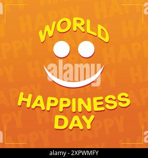 Design-Vorlage Für Den World Happiness Day – Happy Smiling Emoji Design Stock Vektor